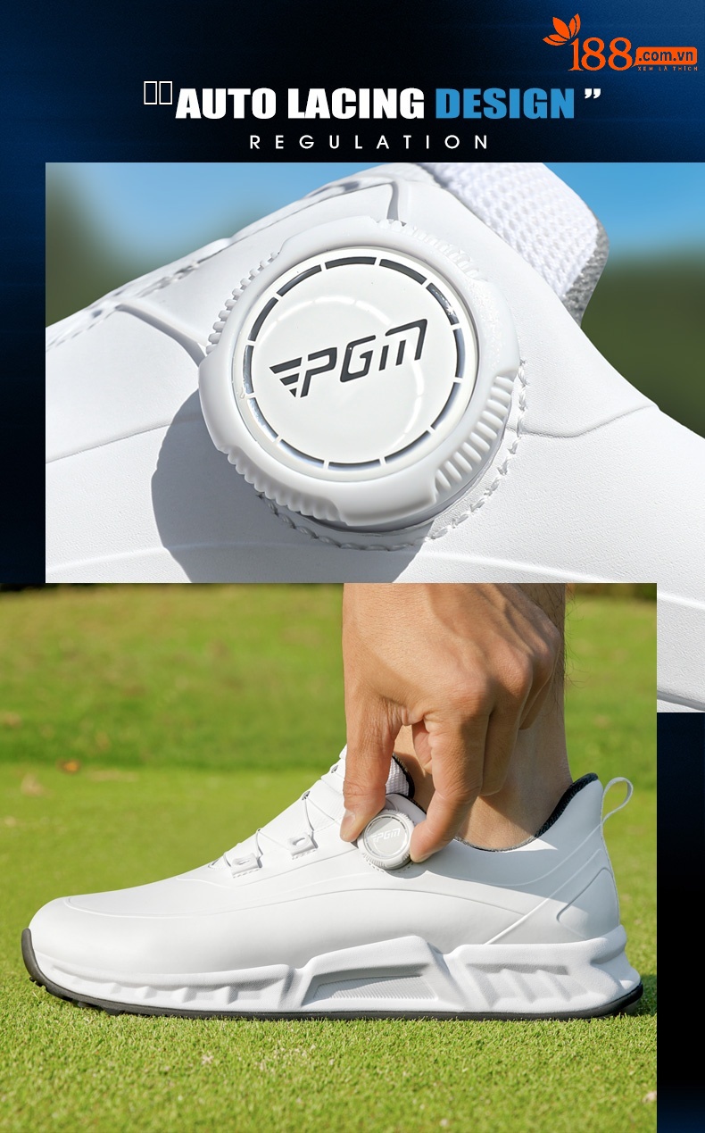 Giày golf nam PGM đế TPU chống nước, đệm êm, xoay núm chỉnh dây — XZ451-Xanh trắng, XZ451-Trắng bóng cánh hạc chi tiết 12