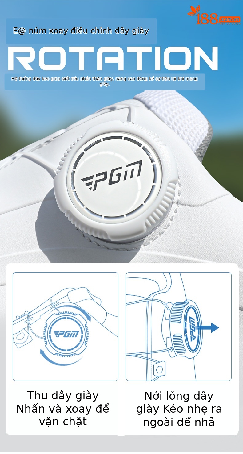 Giày golf nam PGM đế TPU chống nước, đệm êm, xoay núm chỉnh dây — XZ451-Xanh trắng, XZ451-Trắng bóng cánh hạc chi tiết 8