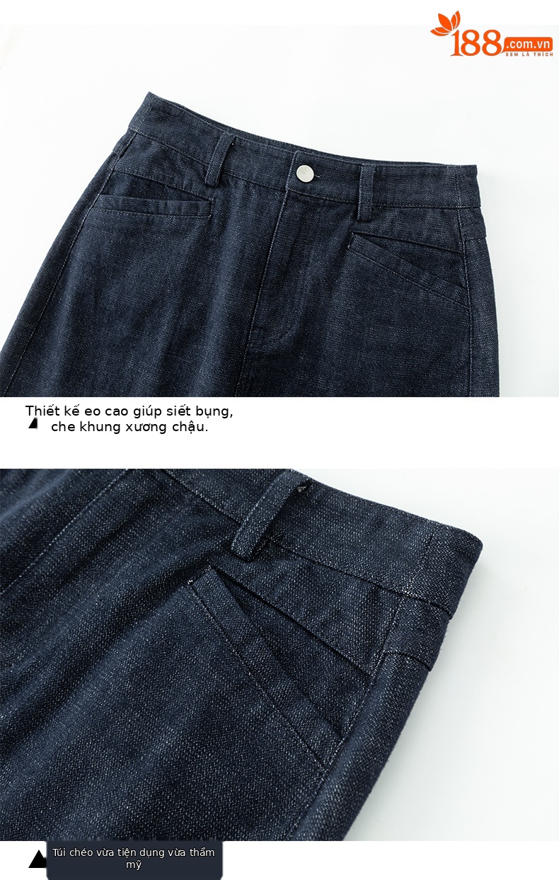 Áo vest gile denim không tay nữ kèm chân váy bút chì phối bộ — Mã màu xanh dương - AC66031 chi tiết 16