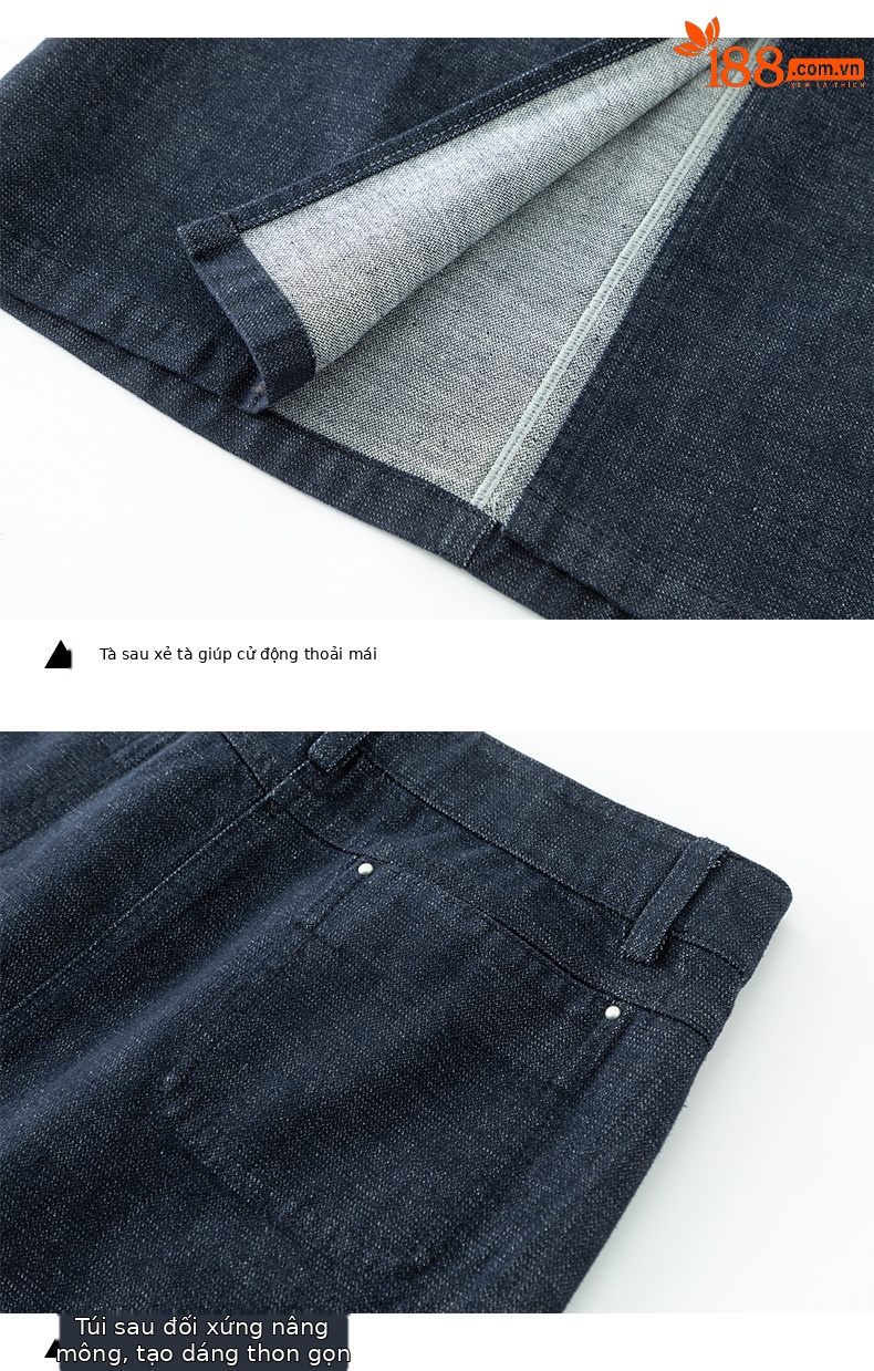 Áo vest gile denim không tay nữ kèm chân váy bút chì phối bộ — Mã màu xanh dương - AC66031 chi tiết 18
