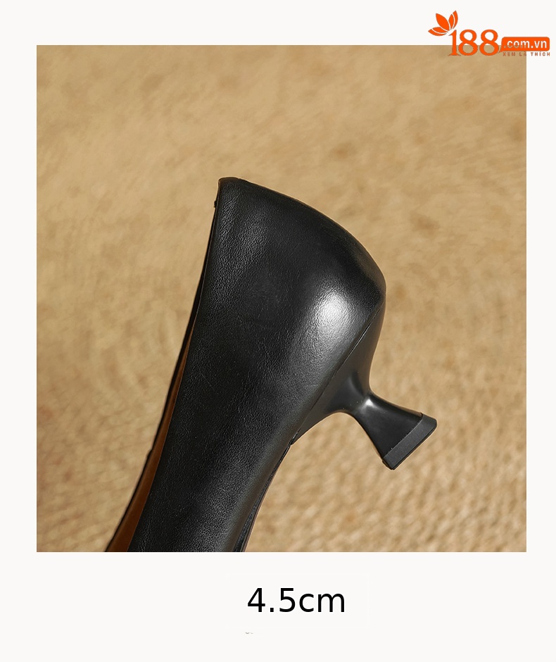 Giày cao gót nữ mũi nhọn gót thấp 3 cm phong cách Hàn Quốc — màu nâu chi tiết 25
