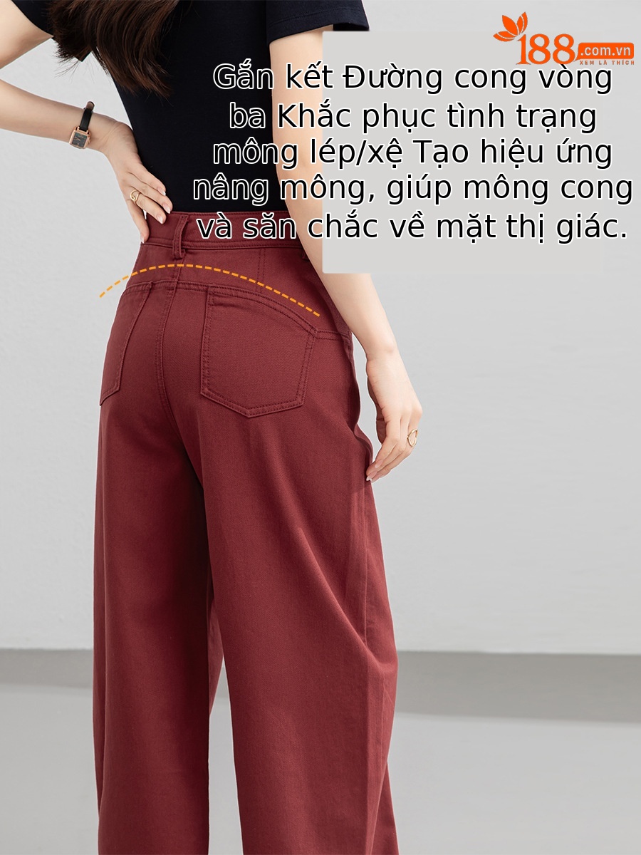 Quần jean nữ ống rộng eo cao kiểu Mỹ, dáng suông rũ thẳng, phong cách mùa xuân — Xanh lông mòng đen