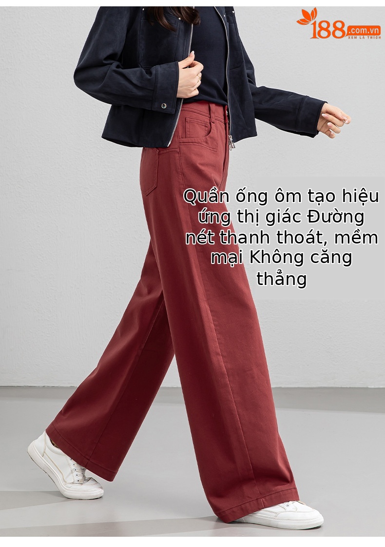 Quần jean nữ ống rộng eo cao kiểu Mỹ, dáng suông rũ thẳng, phong cách mùa xuân — Xanh lông mòng đen chi tiết 10
