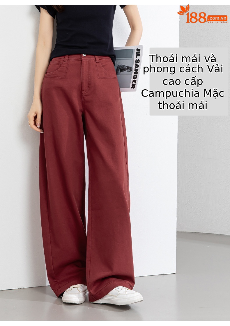 Quần jean nữ ống rộng eo cao kiểu Mỹ, dáng suông rũ thẳng, phong cách mùa xuân — Xanh lông mòng đen chi tiết 12