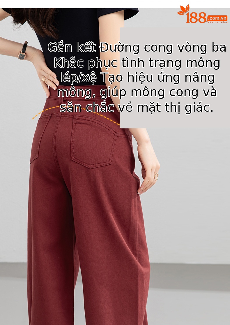 Quần jean nữ ống rộng eo cao kiểu Mỹ, dáng suông rũ thẳng, phong cách mùa xuân — Xanh lông mòng đen chi tiết 14