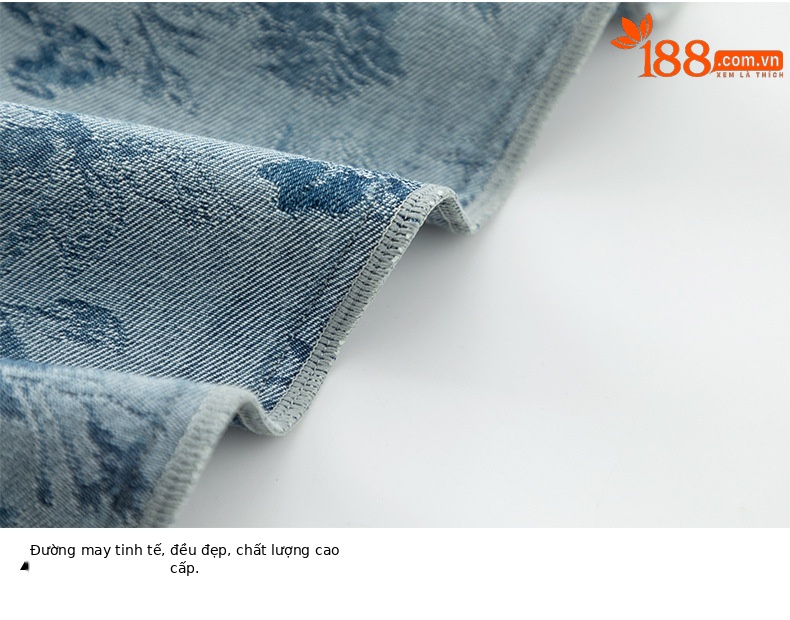 Quần jean nữ ống rộng cạp cao họa tiết jacquard kiểu Trung Hoa mới — xanh lam chi tiết 17