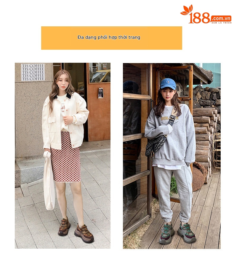 Giày sneaker nữ chunky đế dày phong cách retro, tăng chiều cao, phối màu vintage — Cam 5021, Xanh dương 5021, Tím 5021 chi tiết 6