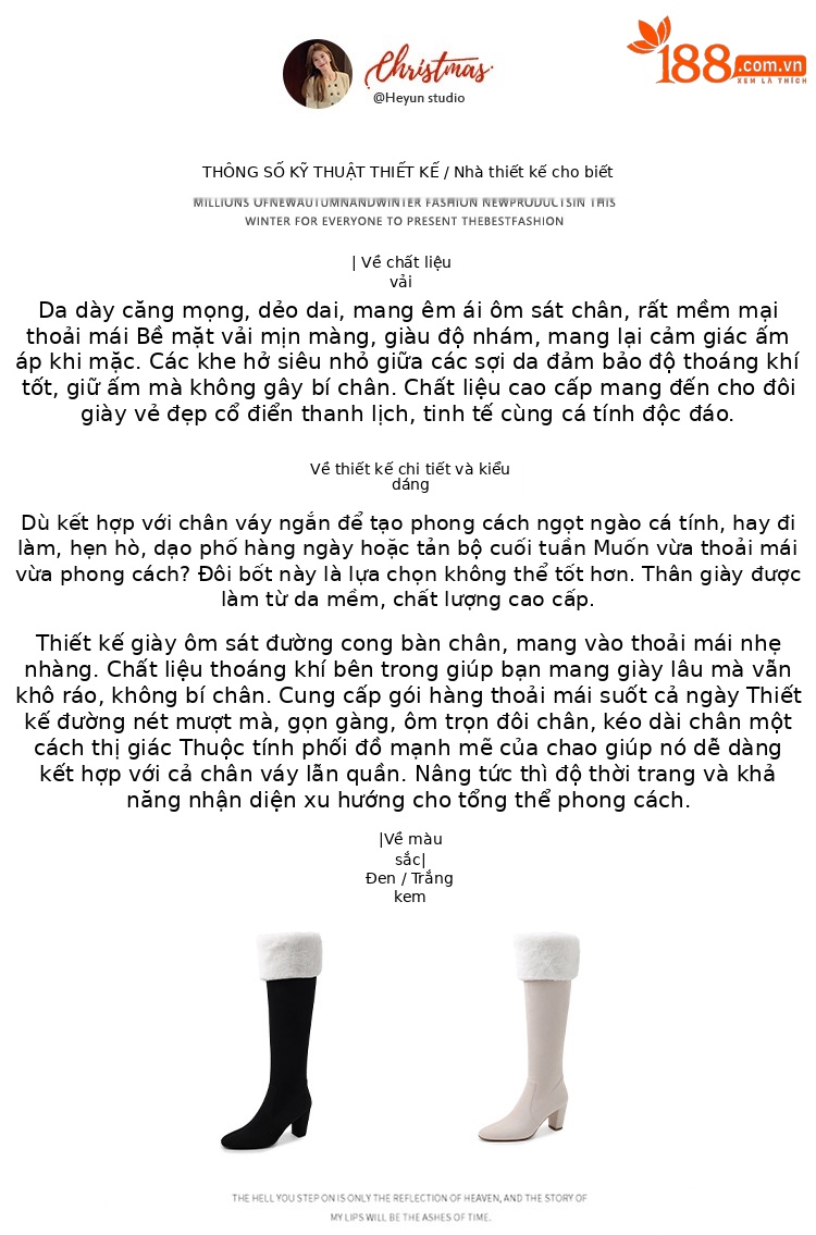 Boot nữ cổ cao ôm bắp chân lông cừu ấm, gót thô 5 cm, phong cách cưỡi ngựa — màu đen chi tiết 2