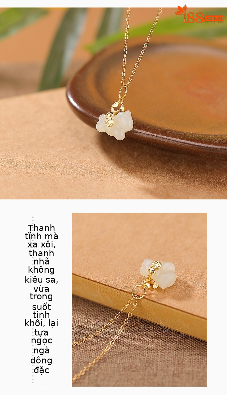 Mặt dây chuyền bạc S925 mạ vàng đính đá ngọc bích và pha lê hình đồng xu cát tường — Hồng thủy (không kèm dây) chi tiết 3
