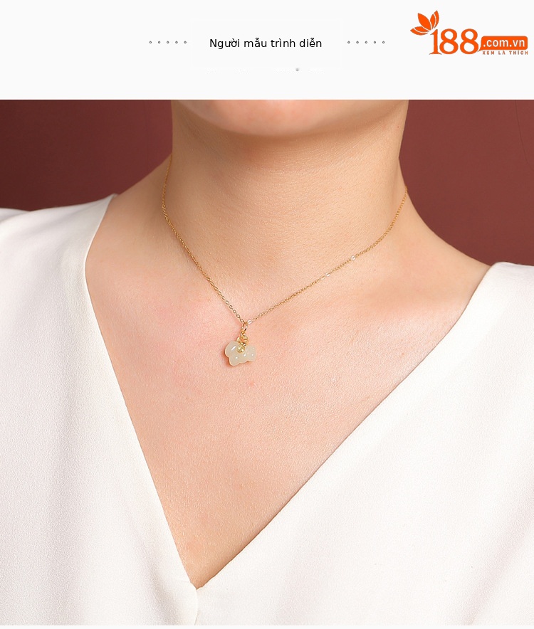 Mặt dây chuyền bạc S925 mạ vàng đính đá ngọc bích và pha lê hình đồng xu cát tường — Hồng thủy (không kèm dây) chi tiết 8