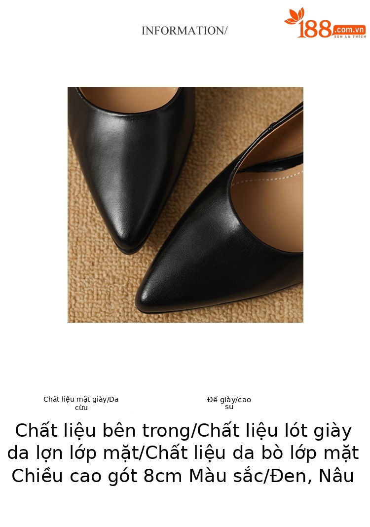 Giày Mary Jane nữ quai ngang gót vuông 8 cm, phong cách Hàn Quốc, đi làm bốn mùa — màu nâu chi tiết 2