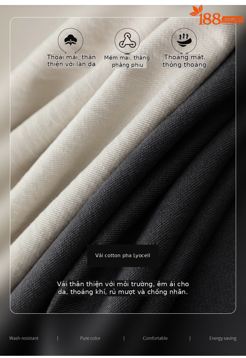 Quần culottes nữ ống rộng cạp cao chất liệu Tencel cotton, dáng suông rủ nhẹ — Xám gạo chi tiết 3