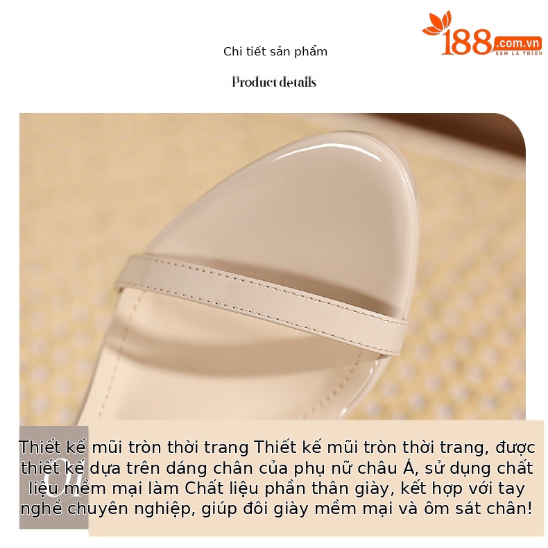 Sandal cao gót nữ hở mũi đế dày platform gót nhọn 13 cm — Da-13cm chi tiết 3