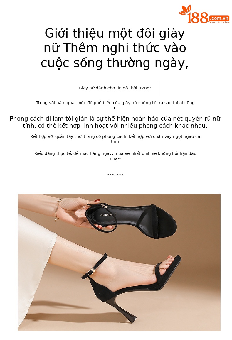 Sandal cao gót nữ hở mũi đế dày platform gót nhọn 13 cm — Da-13cm chi tiết 2