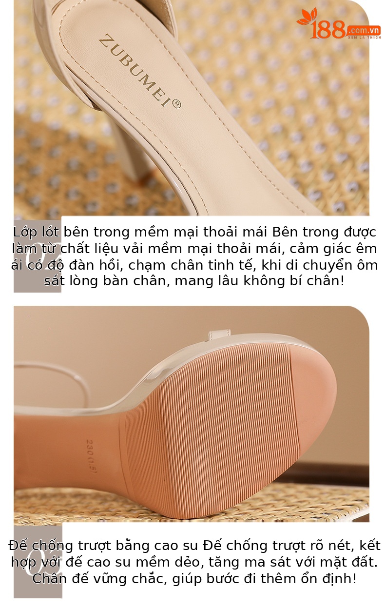 Sandal cao gót nữ hở mũi đế dày platform gót nhọn 13 cm — Da-13cm chi tiết 4