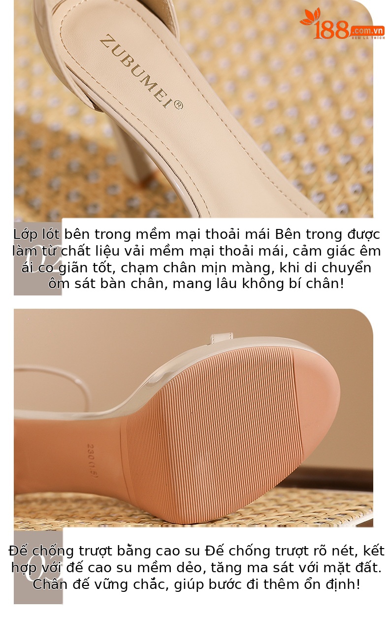 Sandal cao gót nữ quai ngang khóa cài, gót 9 cm, đế platform — Da-9cm chi tiết 4