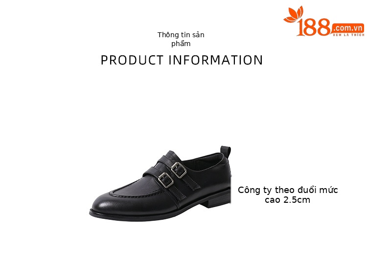 Giày da bò nữ mũi tròn bít kiểu loafer cổ điển màu nâu — màu nâu chi tiết 3