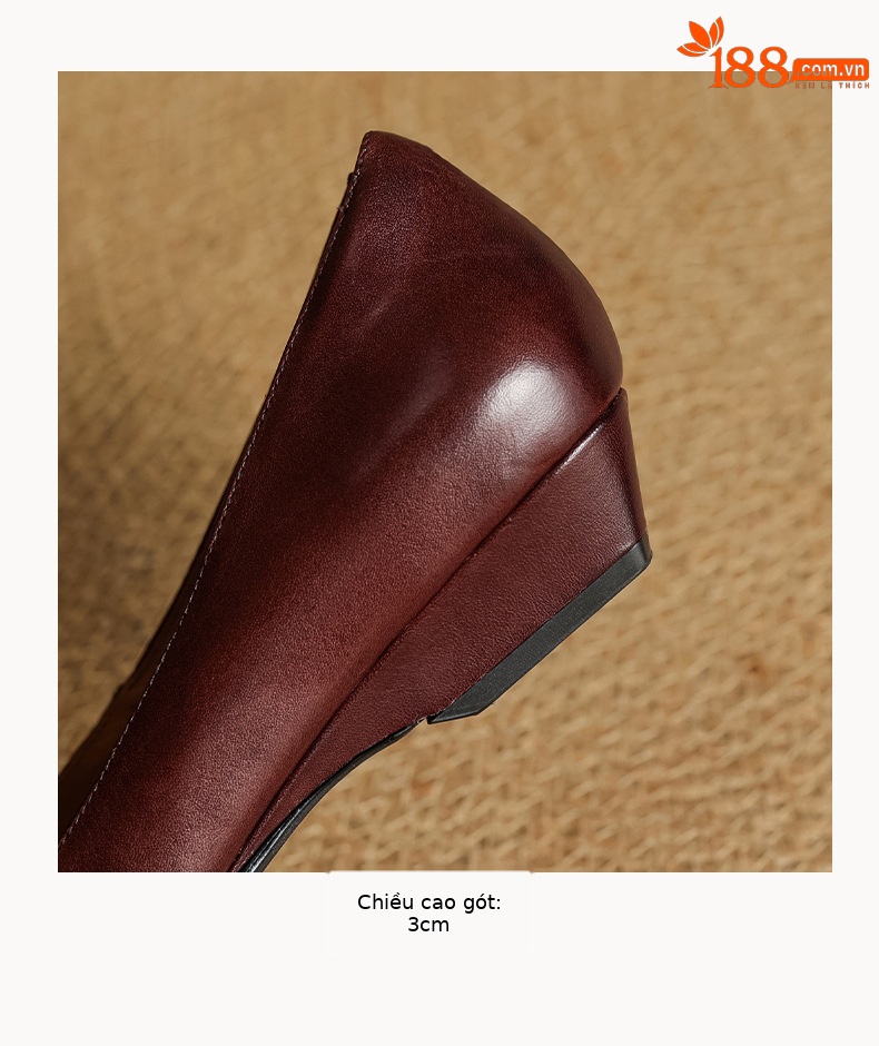 Giày da bò dệt mũi nhọn gót thấp 3 cm phong cách Hàn Quốc — màu nâu chi tiết 23
