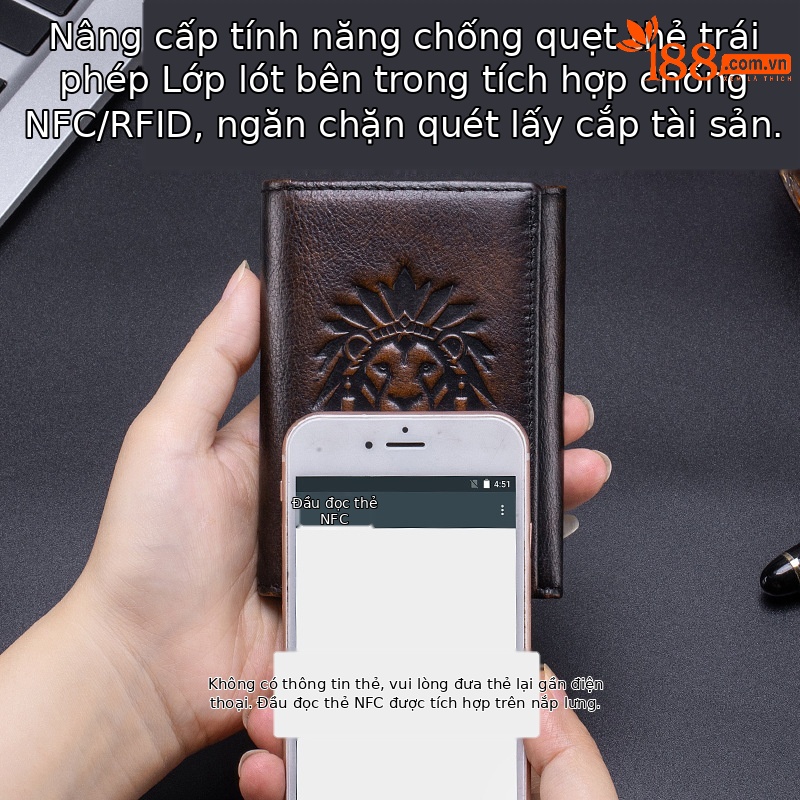 Ví nam da bò gập ba chống trộm RFID phong cách cổ điển — Nâu cà phê - phai màu, Nâu cà phê, Đen, Nâu ngựa hoang