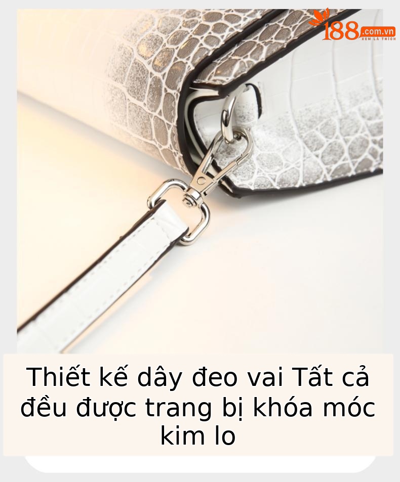 Túi đeo chéo nữ da cá sấu dáng nách thời trang — Himalaya trắng, đen chi tiết 19