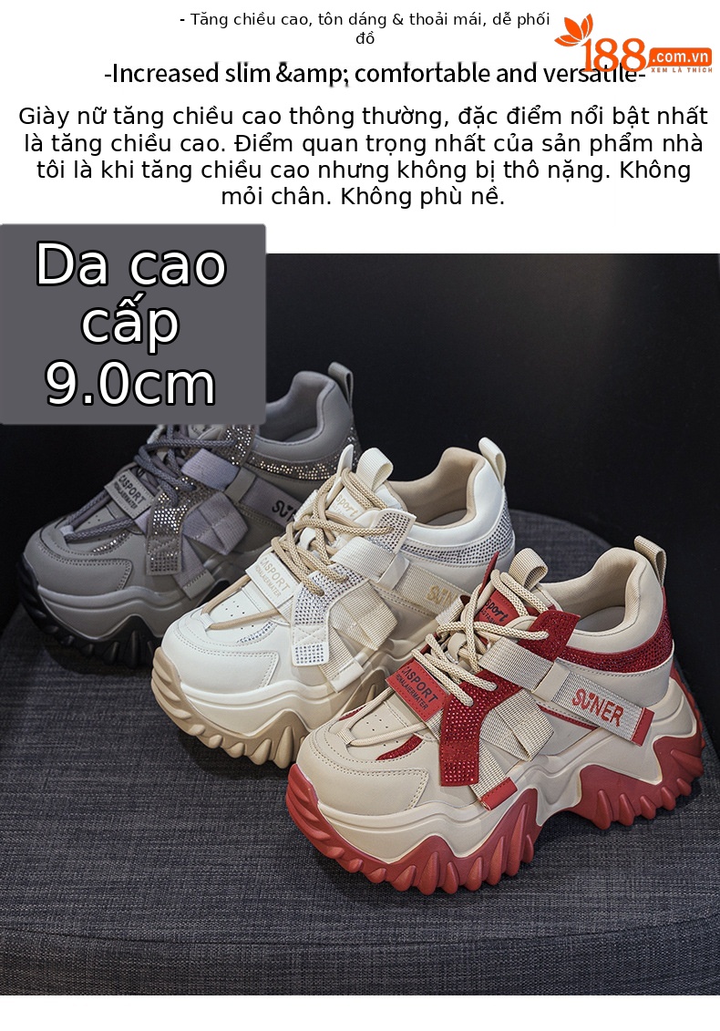 Giày sneaker nữ chunky đế dày phong cách retro, tăng chiều cao — Xám lông cừu 5013-1, Be lông cừu 5013-1, Be một lớp 5013, Đỏ lông cừu 5013-1 chi tiết 2