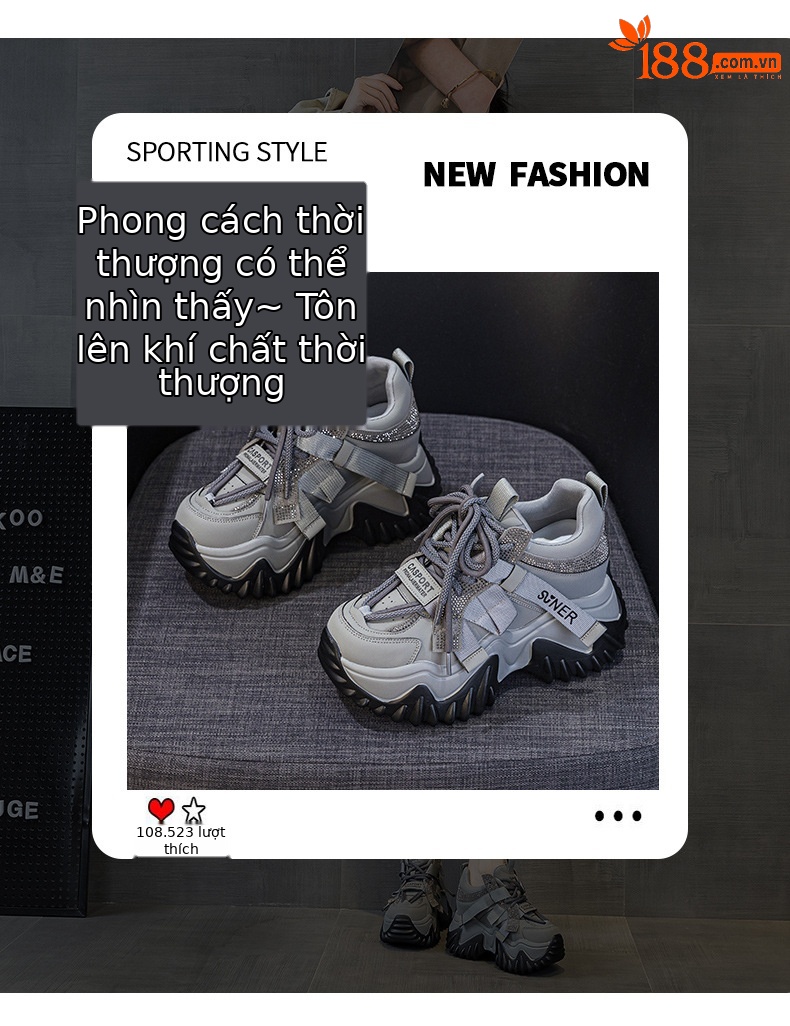 Giày sneaker nữ chunky đế dày phong cách retro, tăng chiều cao — Xám lông cừu 5013-1, Be lông cừu 5013-1, Be một lớp 5013, Đỏ lông cừu 5013-1 chi tiết 3