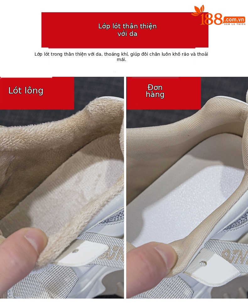 Giày sneaker nữ chunky đế dày phong cách retro, tăng chiều cao — Xám lông cừu 5013-1, Be lông cừu 5013-1, Be một lớp 5013, Đỏ lông cừu 5013-1 chi tiết 8