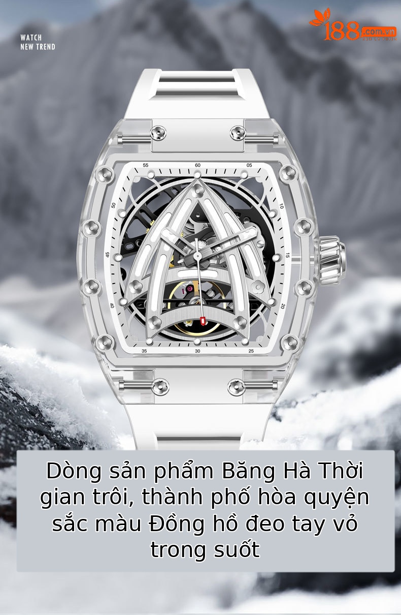 Đồng hồ nam automatic skeleton lộ máy mặt kính acrylic phát quang chi tiết 1