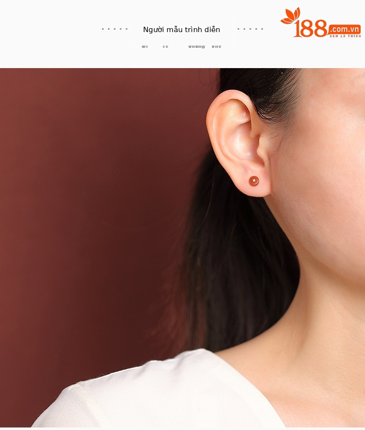 Bông tai bạc S925 mạ vàng đính đá ngọc bích tròn nhỏ tinh tế — Ngọc bích chi tiết 7