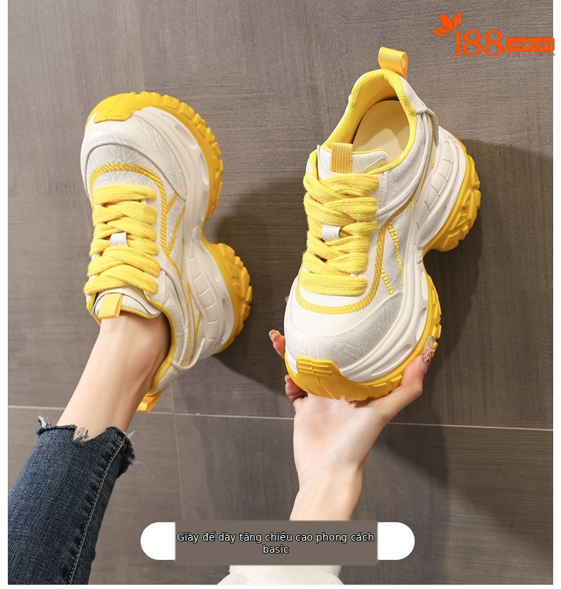 Giày sneaker nữ chunky đế dày tăng chiều cao phong cách thể thao — màu hồng chi tiết 1