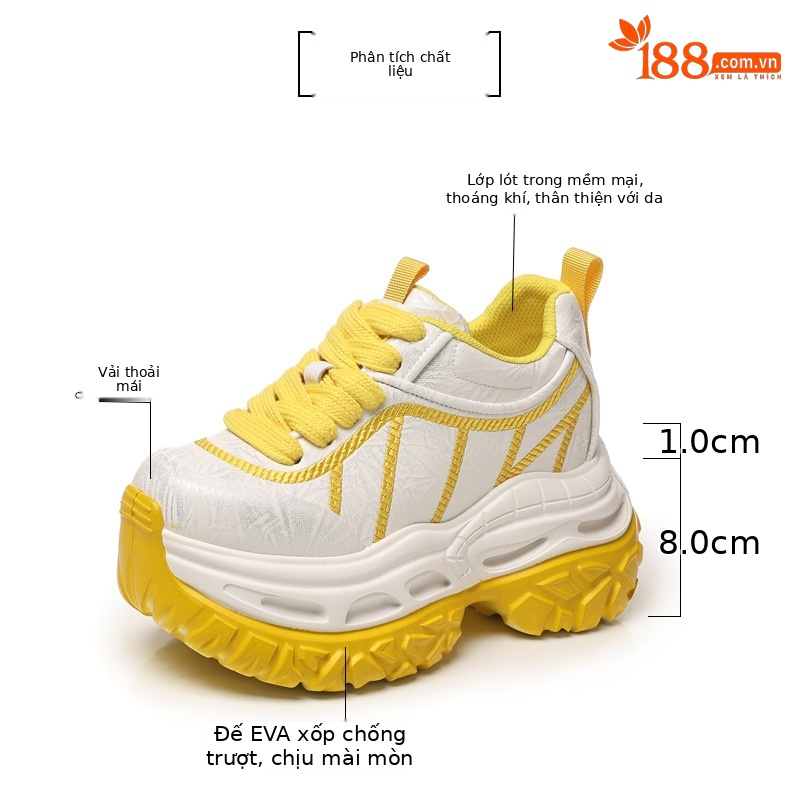 Giày sneaker nữ chunky đế dày tăng chiều cao phong cách thể thao — màu hồng chi tiết 2