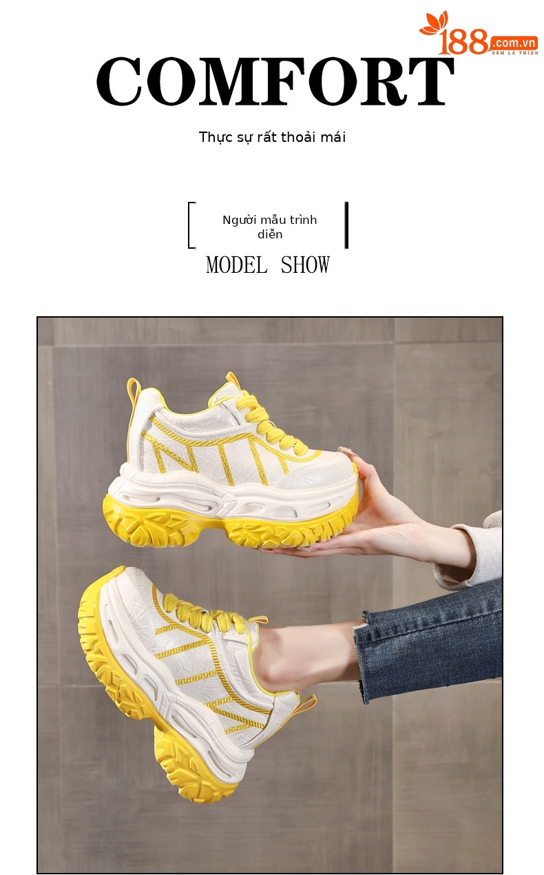 Giày sneaker nữ chunky đế dày tăng chiều cao phong cách thể thao — màu hồng chi tiết 10