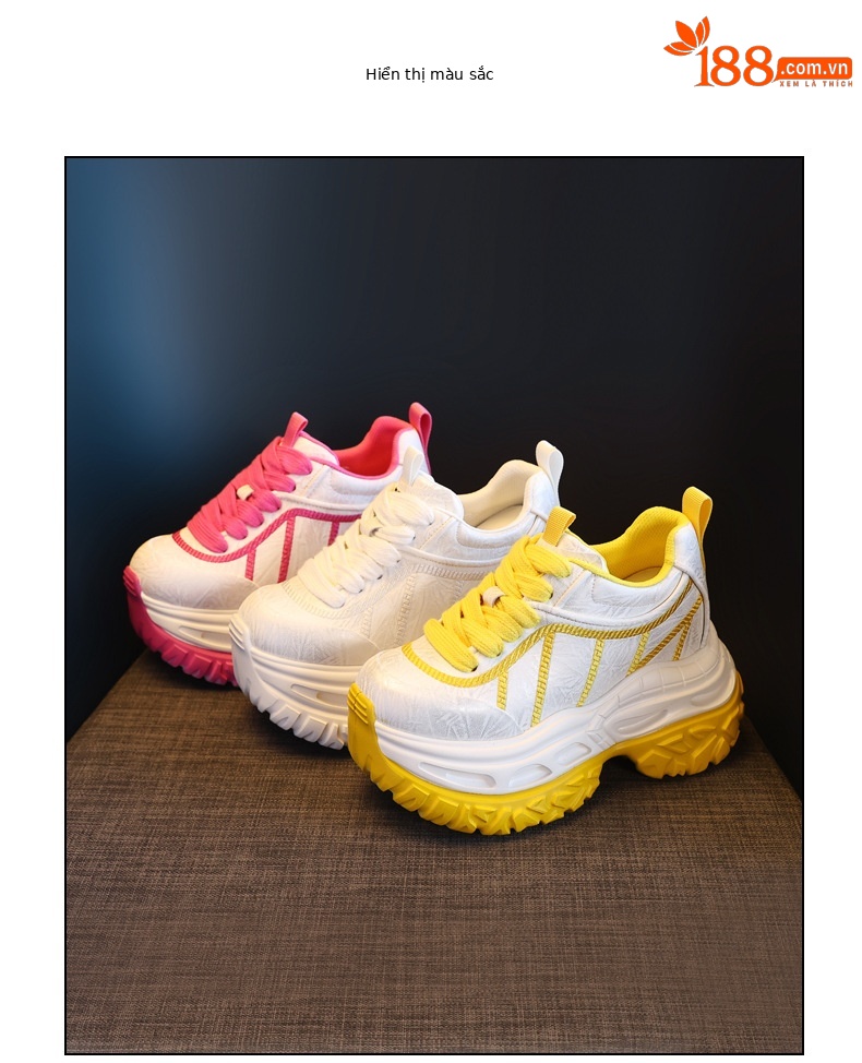 Giày sneaker nữ chunky đế dày tăng chiều cao phong cách thể thao — màu hồng chi tiết 17