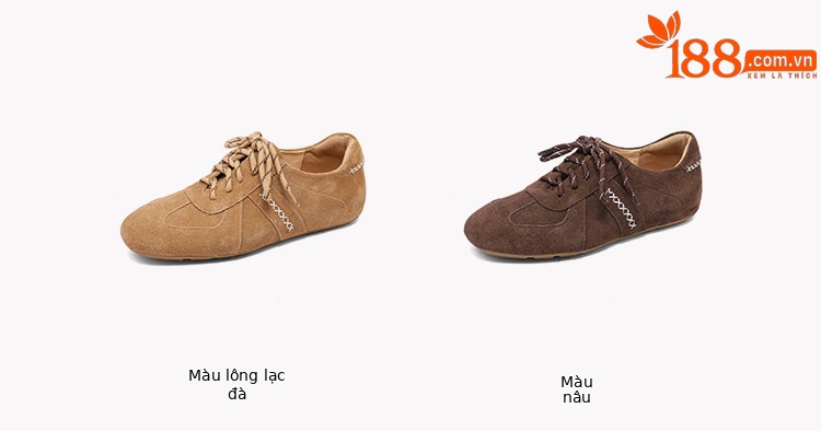 Giày sneaker nữ cổ điển mũi tròn chất liệu da lộn, đế tăng chiều cao, dây buộc — màu nâu chi tiết 3