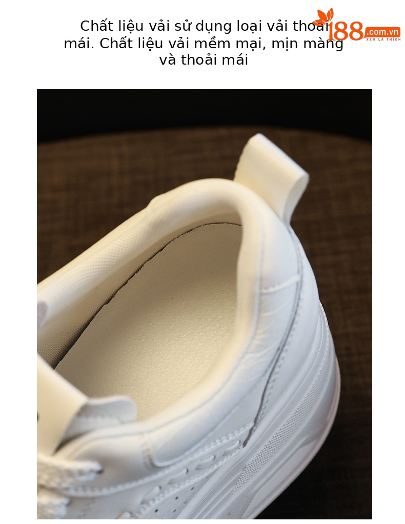 Giày sneaker nữ đế dày tăng chiều cao, phong cách thời trang đa năng — màu be chi tiết 6
