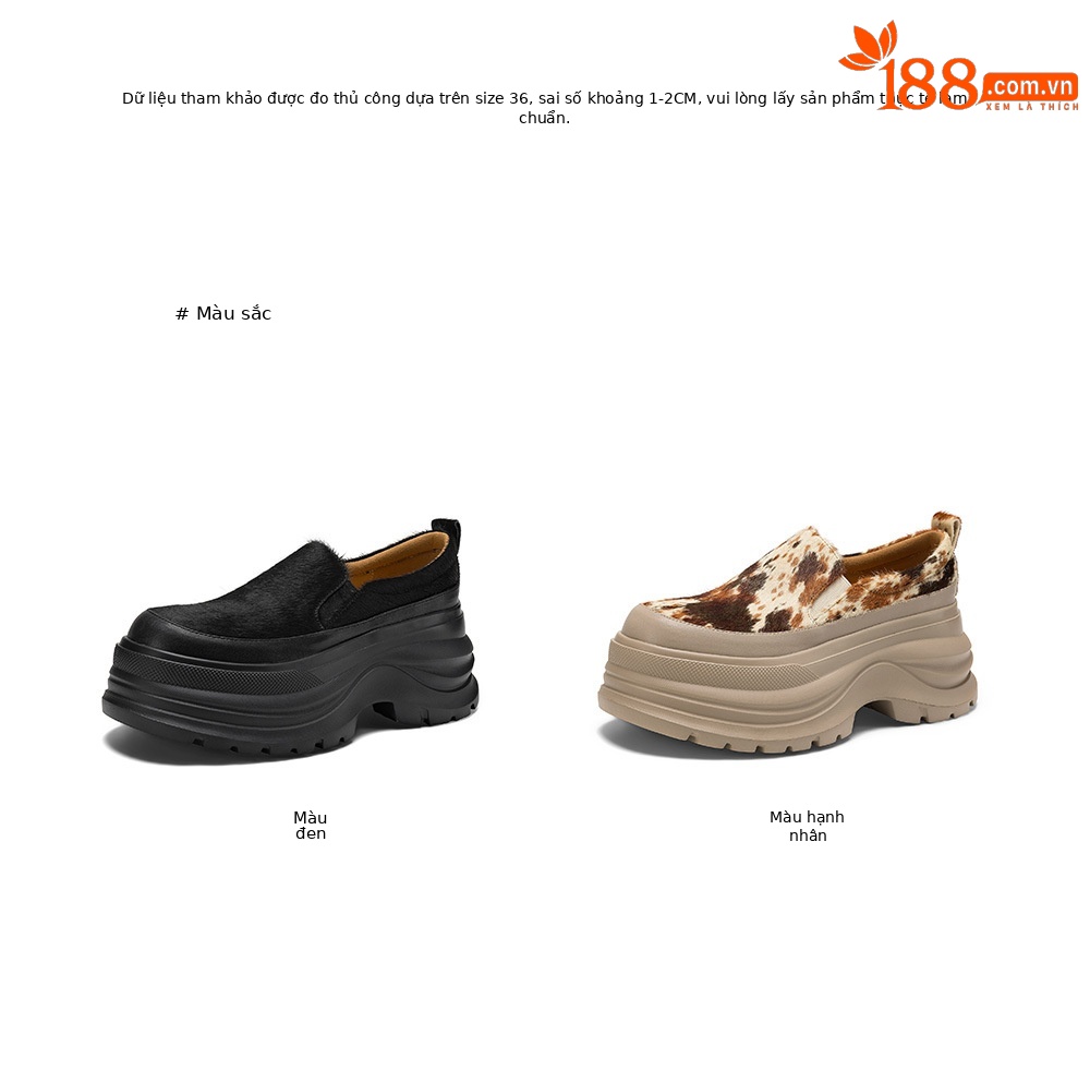 Giày loafer nữ đế xuồng platform da lông ngựa gót 7.5 cm — màu đen, màu mơ chi tiết 5