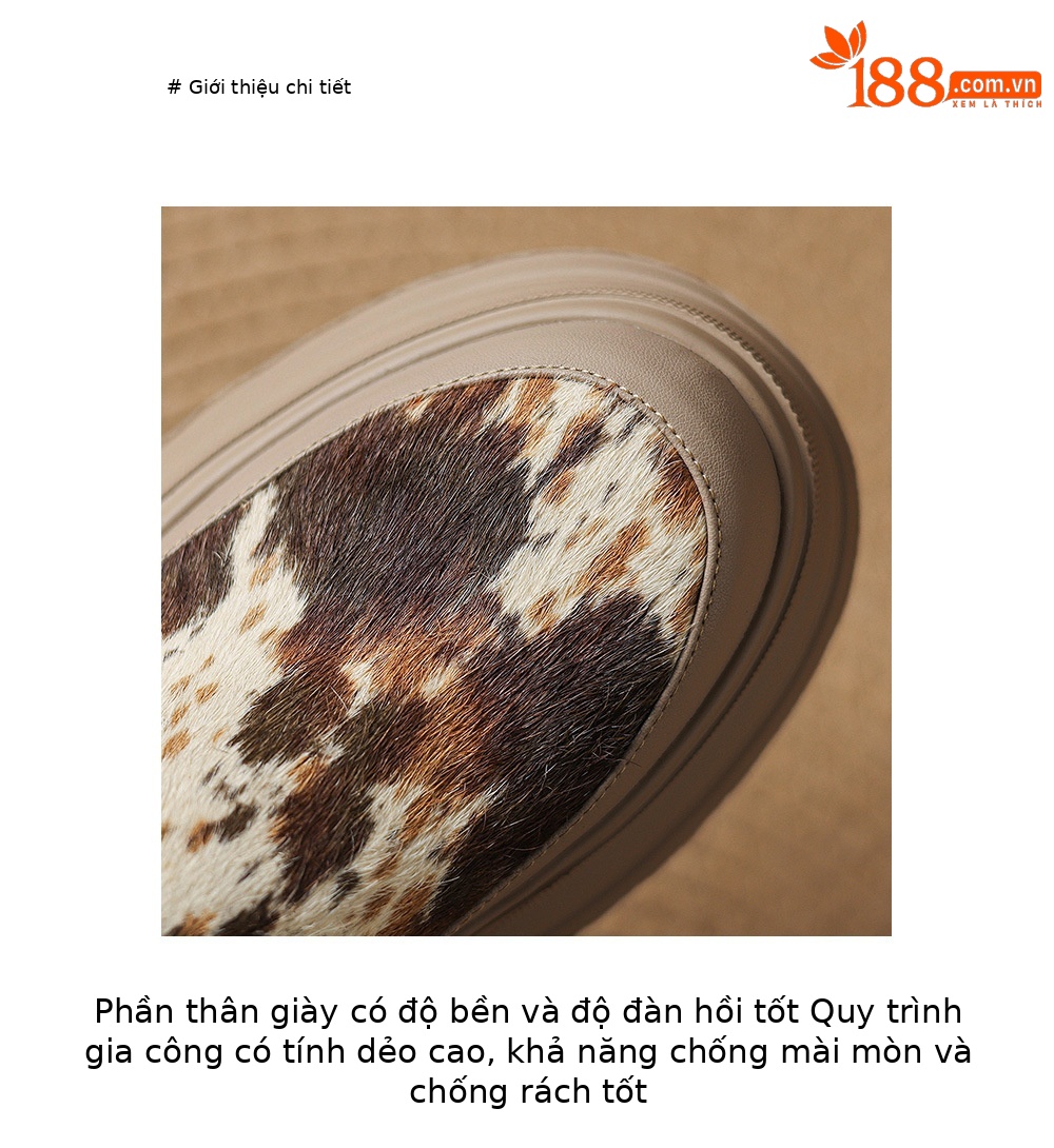 Giày loafer nữ đế xuồng platform da lông ngựa gót 7.5 cm — màu đen, màu mơ chi tiết 6