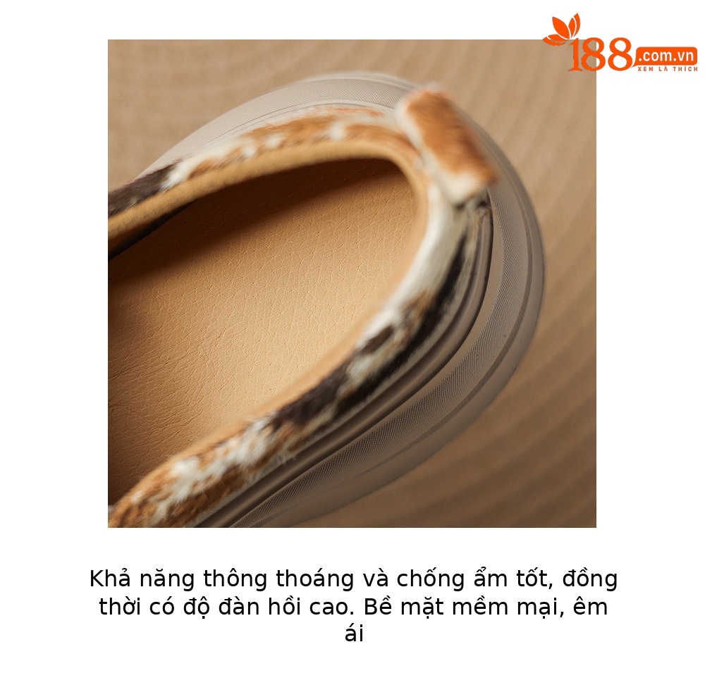 Giày loafer nữ đế xuồng platform da lông ngựa gót 7.5 cm — màu đen, màu mơ chi tiết 9