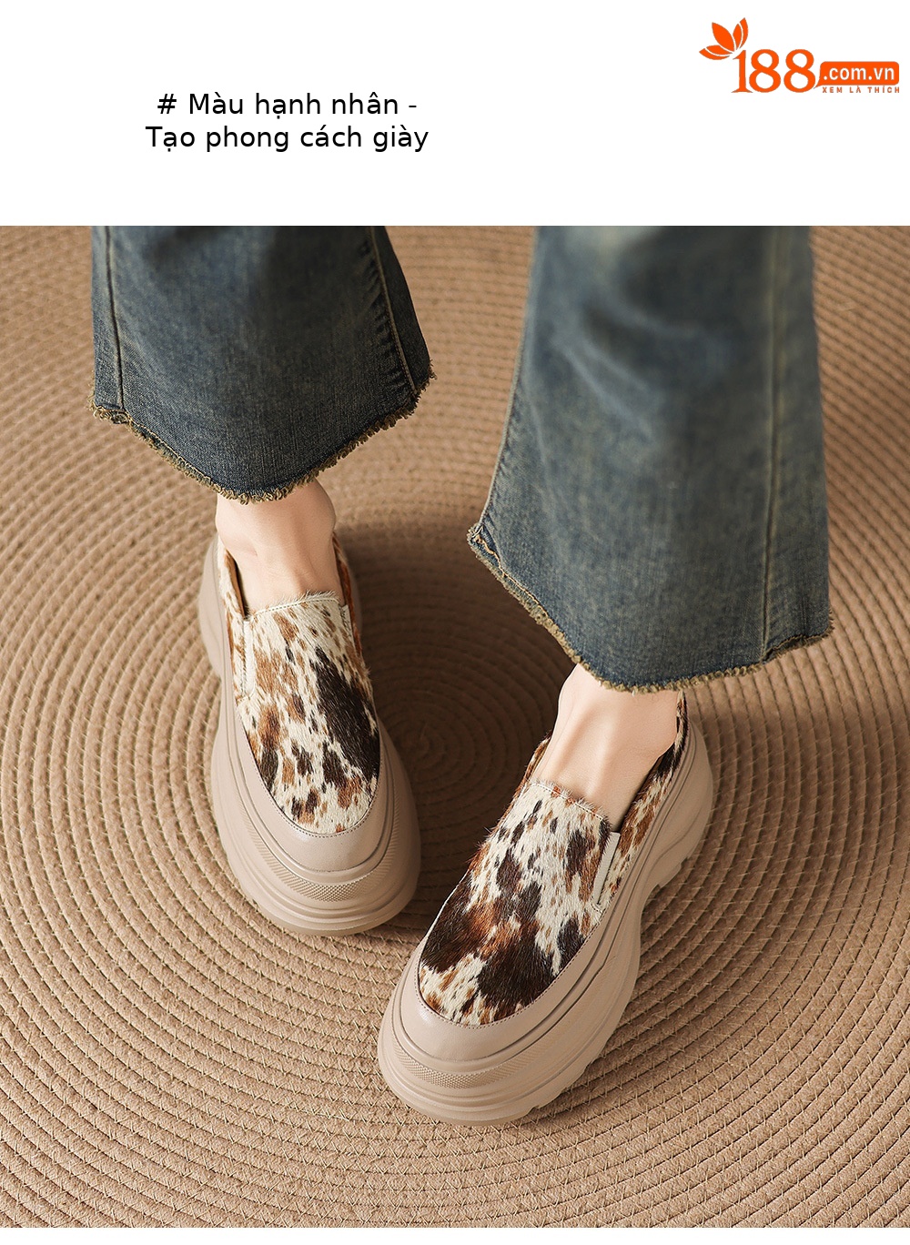 Giày loafer nữ đế xuồng platform da lông ngựa gót 7.5 cm — màu đen, màu mơ chi tiết 16