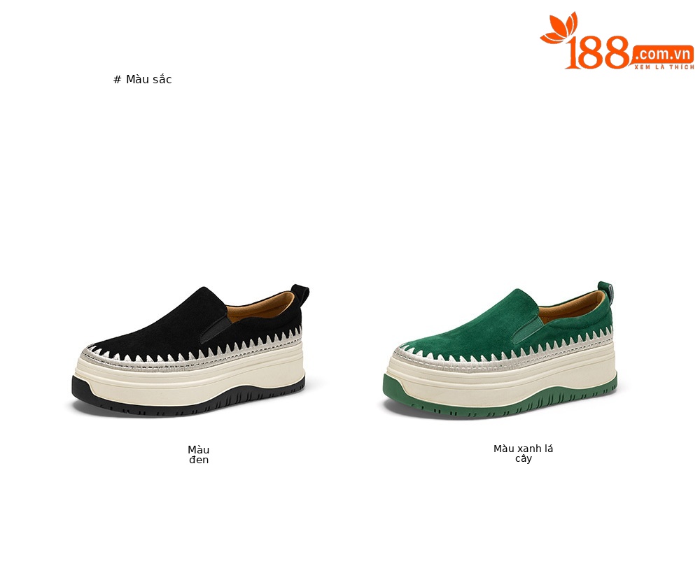 Giày lười nữ mũi vuông phong cách retro đế dày chất liệu da lộn — màu đen chi tiết 3