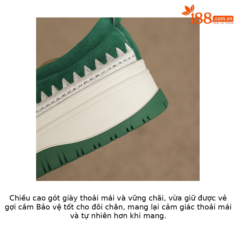 Giày lười nữ mũi vuông phong cách retro đế dày chất liệu da lộn — màu đen chi tiết 5