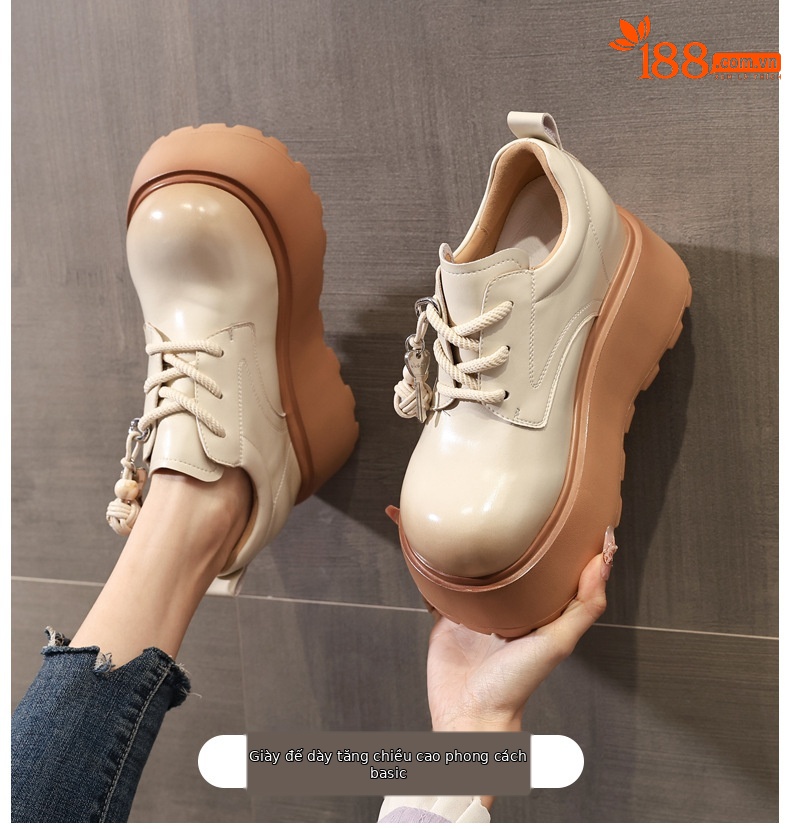 Giày loafer nữ đế dày tăng chiều cao phong cách Hàn Quốc — màu đen chi tiết 1