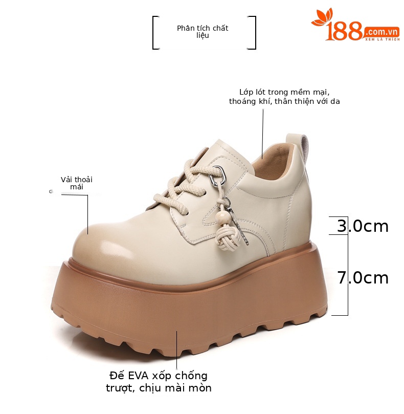 Giày loafer nữ đế dày tăng chiều cao phong cách Hàn Quốc — màu đen chi tiết 3