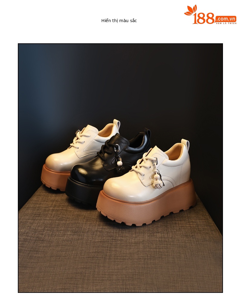 Giày loafer nữ đế dày tăng chiều cao phong cách Hàn Quốc — màu đen chi tiết 17