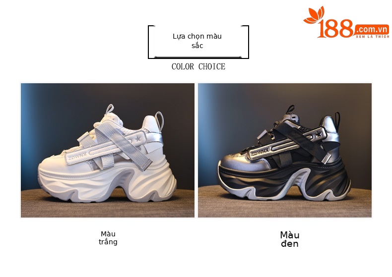 Giày sneaker nữ đế dày tăng chiều cao 11cm, phong cách daddy, lưới thoáng khí — màu đen chi tiết 2