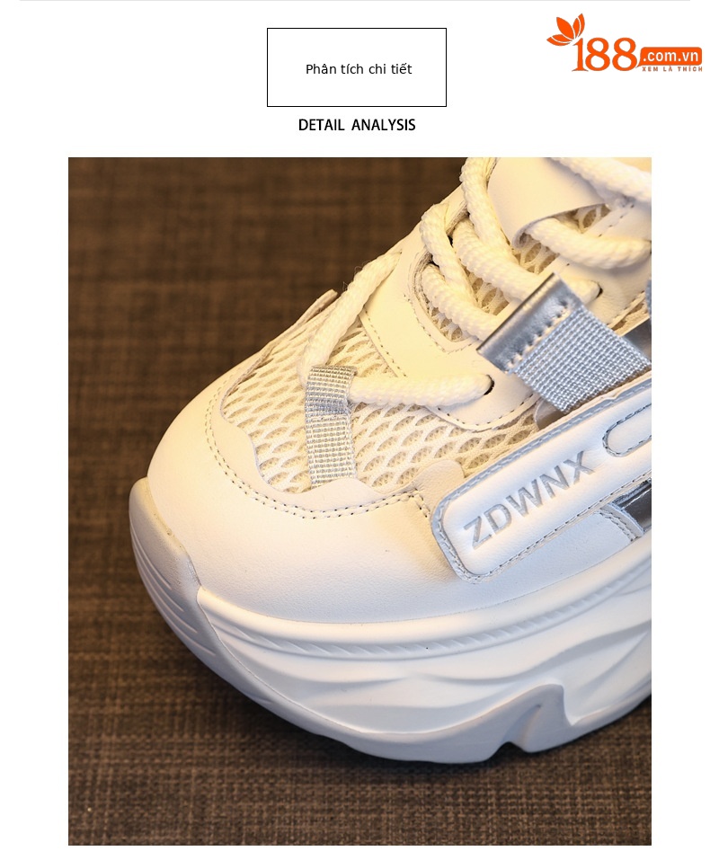Giày sneaker nữ đế dày tăng chiều cao 11cm, phong cách daddy, lưới thoáng khí — màu đen chi tiết 7