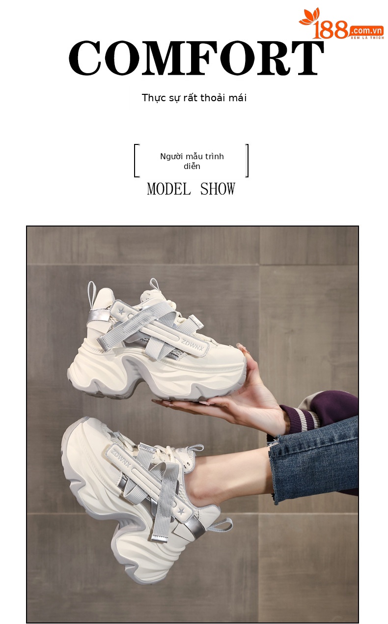 Giày sneaker nữ đế dày tăng chiều cao 11cm, phong cách daddy, lưới thoáng khí — màu đen chi tiết 10