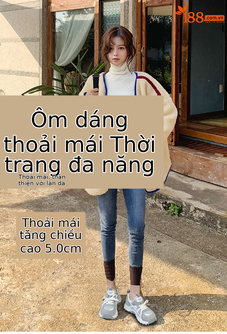 Giày sneaker nữ đế dày phong cách Đức Huấn (German Trainer) mùa xuân 2026, đế bánh mì ôm eo, phối màu trẻ trung — Be 5025, Xám 5025, Vàng 5025 chi tiết 1