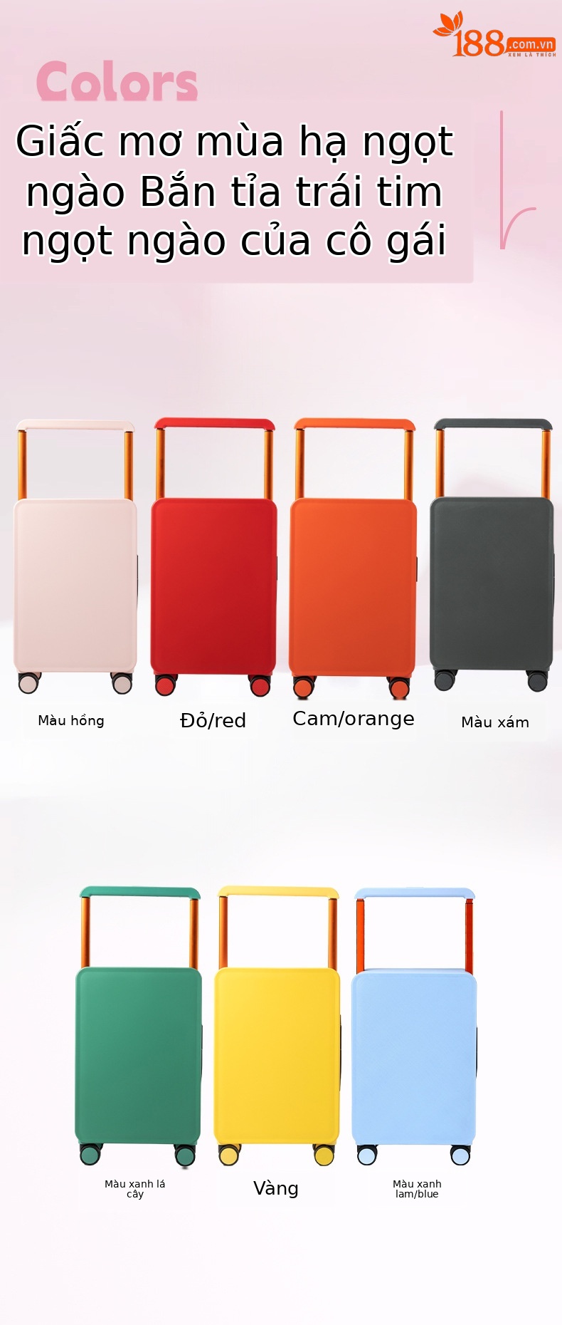 Vali nhựa PC 20 inch bánh xe xoay 360 độ mở trước, thiết kế đẹp, chứa được laptop — Injection Molding PC Double vách ngăn với túi lưới màu cam chi tiết 9
