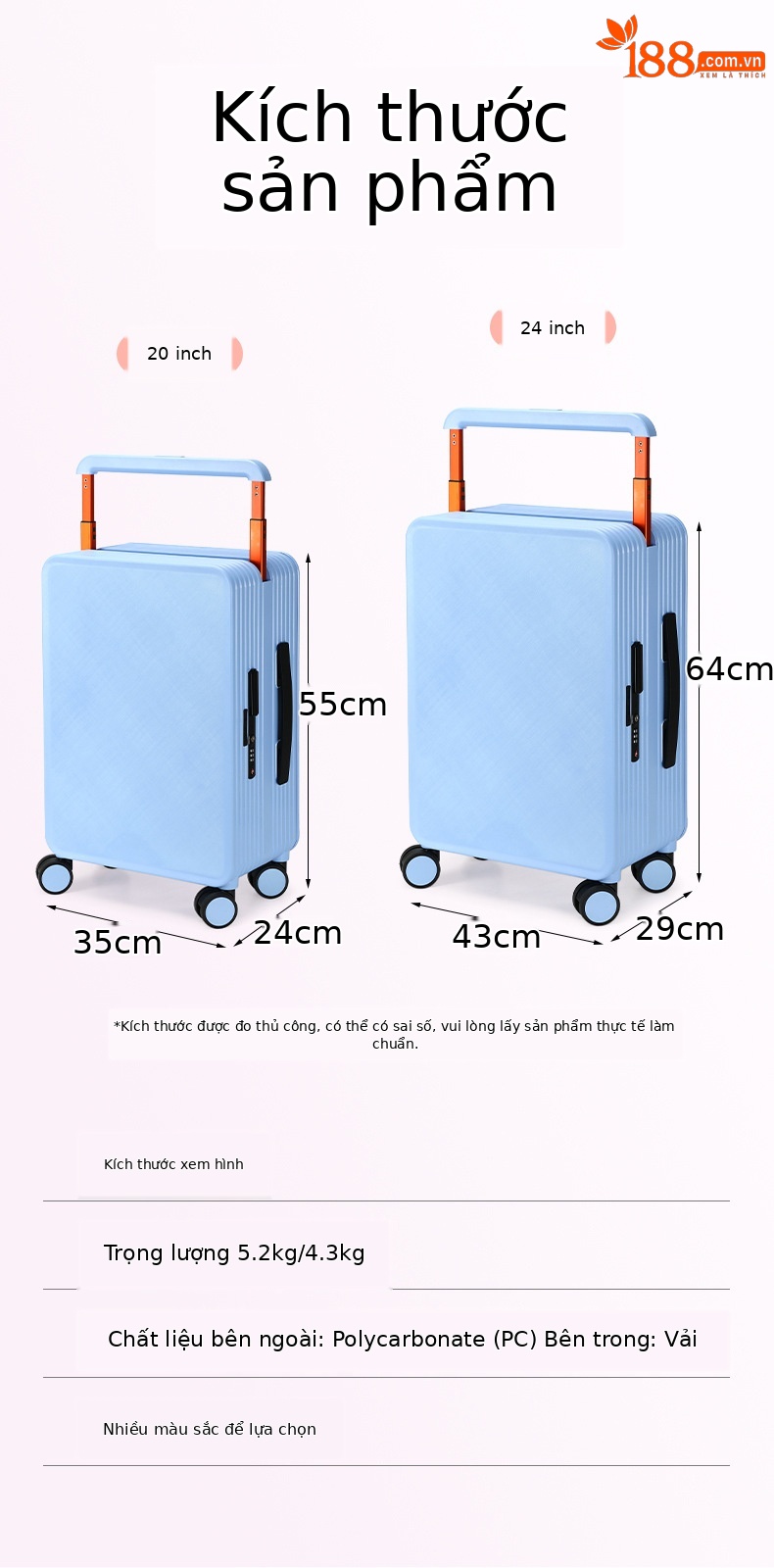 Vali nhựa PC 20 inch bánh xe xoay 360 độ mở trước, thiết kế đẹp, chứa được laptop — Injection Molding PC Double vách ngăn với túi lưới màu cam chi tiết 21